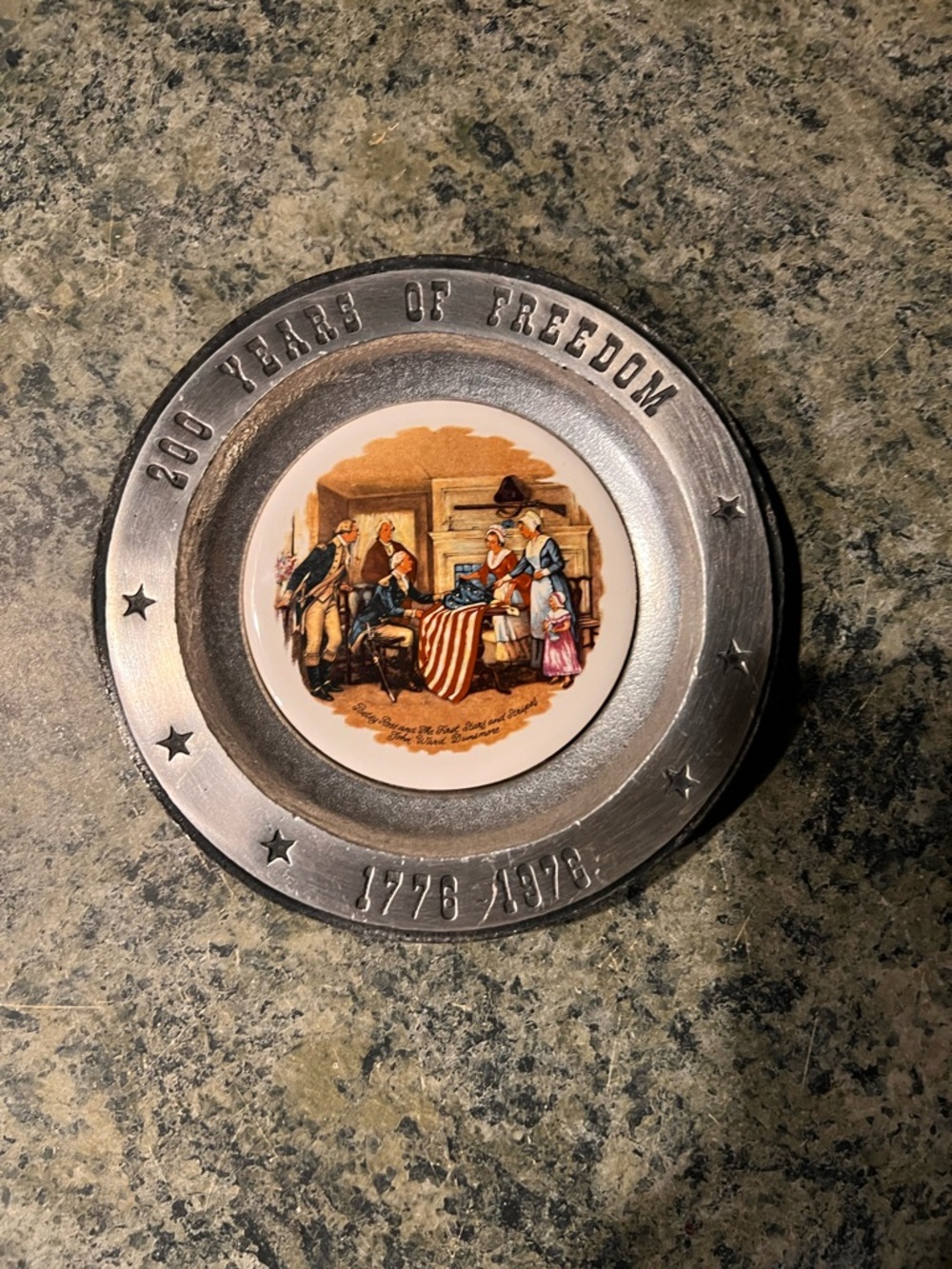 200 Years of Freedom Decorative Pewter Plate - Silver and Multicolor
Pewter